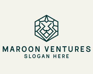 Lion Hexagon Monoline logo design