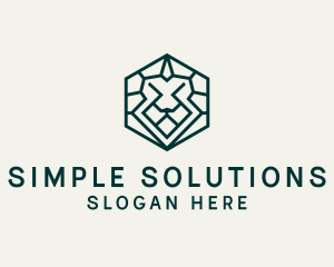 Lion Hexagon Monoline logo design