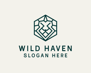 Fauna - Lion Hexagon Monoline logo design