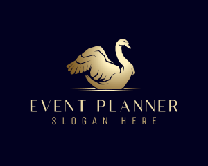 Bird - Gold Luxury Swan logo design