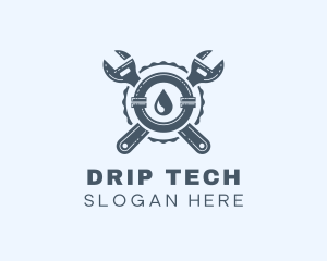 Leak - Pipe Wrench Plumber logo design