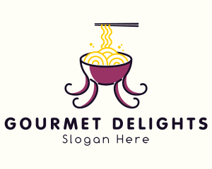 Octopus Ramen Noodles logo design