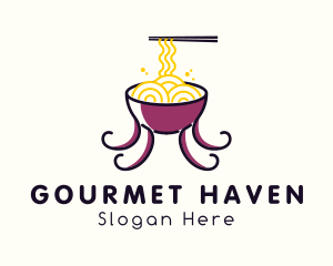 Octopus Ramen Noodles logo design