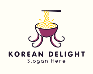 Octopus Ramen Noodles logo design