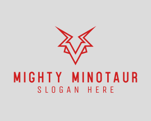 Minotaur - Minotaur Bull Letter V logo design