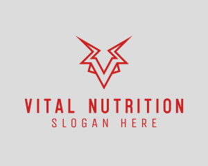 Minotaur Bull Letter V logo design