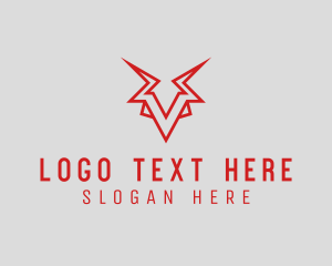 Technology - Minotaur Bull Letter V logo design