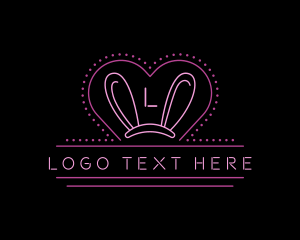 Explicit - Sexy Neon Bunny Ears logo design