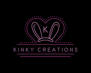 Kinky - Sexy Neon Bunny Ears logo design