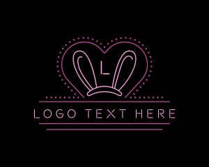 Playboy - Sexy Neon Bunny Ears logo design