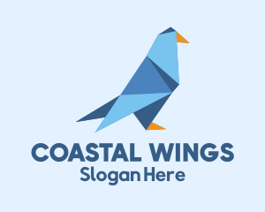 Seagull - Dove Origami Papercraft logo design