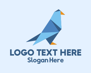 Seagull - Dove Origami Papercraft logo design