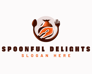 Seafood Fish Meat logo design