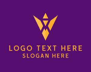 Gold And Purple - Golden Royal Letter V logo design