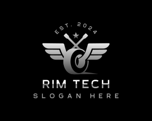 Rim - Tire Wings Mechanic logo design