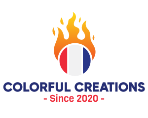 Flaming France Flag  logo design