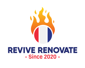 Flaming France Flag  logo design