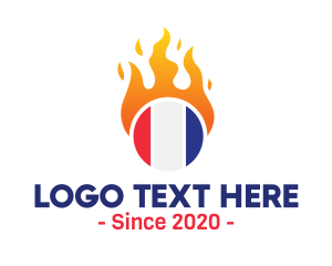 French - Flaming France Flag logo design