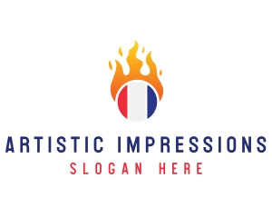 Flaming France Flag  logo design