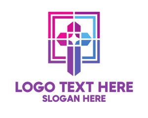 Frame - Mosaic Religious Cross logo design