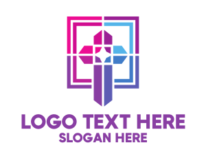 Mosaic Religious Cross logo design