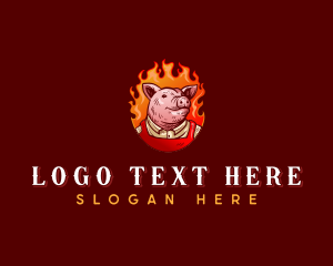 Livestock - Fire Pig Pork Barbecue logo design