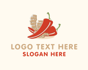 Spicy Food - Ginger Chili Pepper logo design