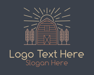 Wood - Monoline Wheat Barn logo design