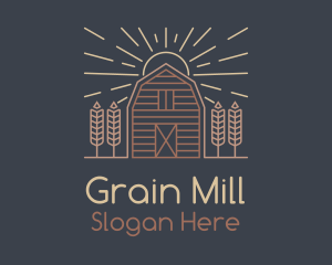 Monoline Wheat Barn logo design