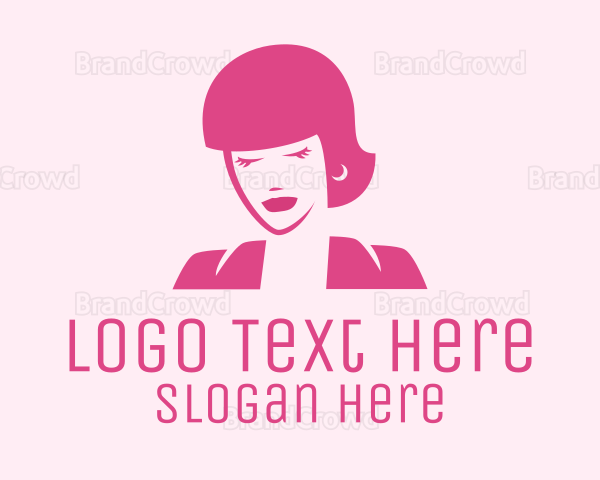 Pink Fashionista Woman Logo