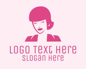 Glamour - Pink Fashionista Woman logo design