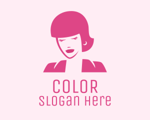 Pink Fashionista Woman Logo