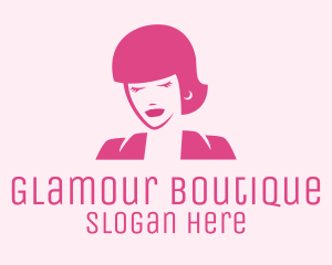 Glamour - Pink Fashionista Woman logo design