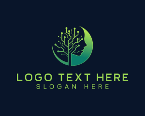 Cyber - Human Tree Artificial Intelligence logo design