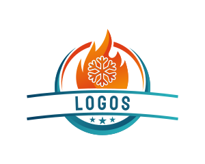 Heating - Snowflake Fire Cooling Heating logo design