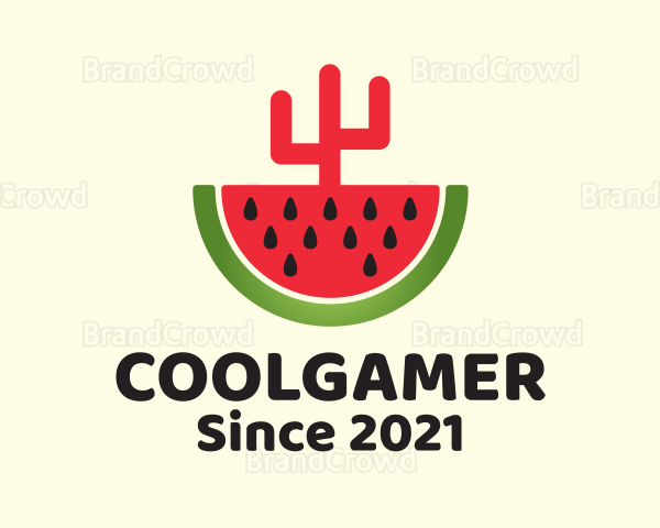 Sliced Watermelon Cactus Logo