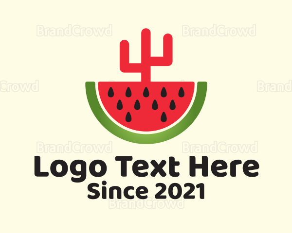 Sliced Watermelon Cactus Logo