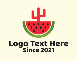 Dragon Fruit - Sliced Watermelon Cactus logo design