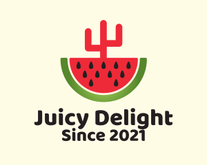 Juicy - Sliced Watermelon Cactus logo design