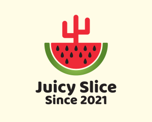 Watermelon - Sliced Watermelon Cactus logo design