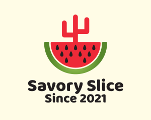 Sliced Watermelon Cactus  logo design