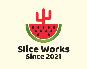 Slice - Sliced Watermelon Cactus logo design