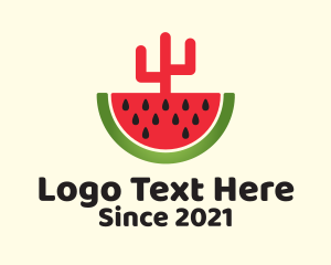 Watermelon - Sliced Watermelon Cactus logo design