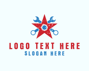 Cog - Star Mechanic Wrench Tool logo design