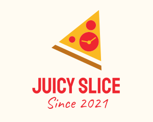 Pizza Slice Clock  logo design