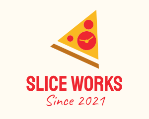 Slice - Pizza Slice Clock logo design