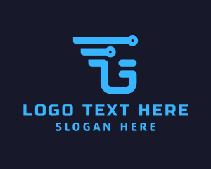 Server - Blue Digital Letter G logo design