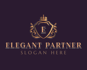 Elegant Crown Shield logo design