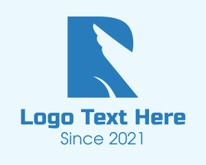 Seagull - Blue Wing Letter R logo design