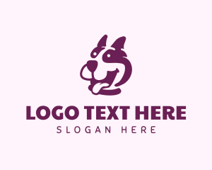 Monochrome - Happy Purple Dog logo design